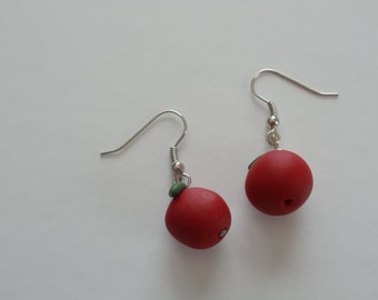 Popular items for red apple earrings on Etsy