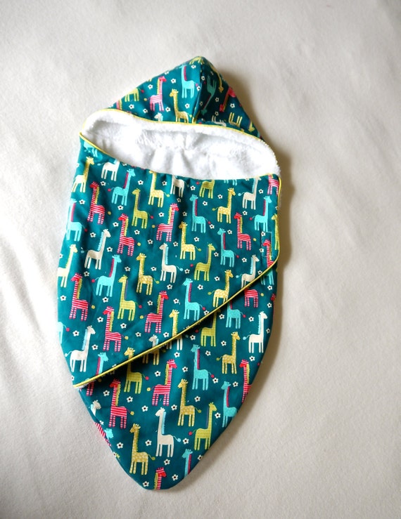 GenderNeutral Hooded Baby Snuggle Wrap Giraffe