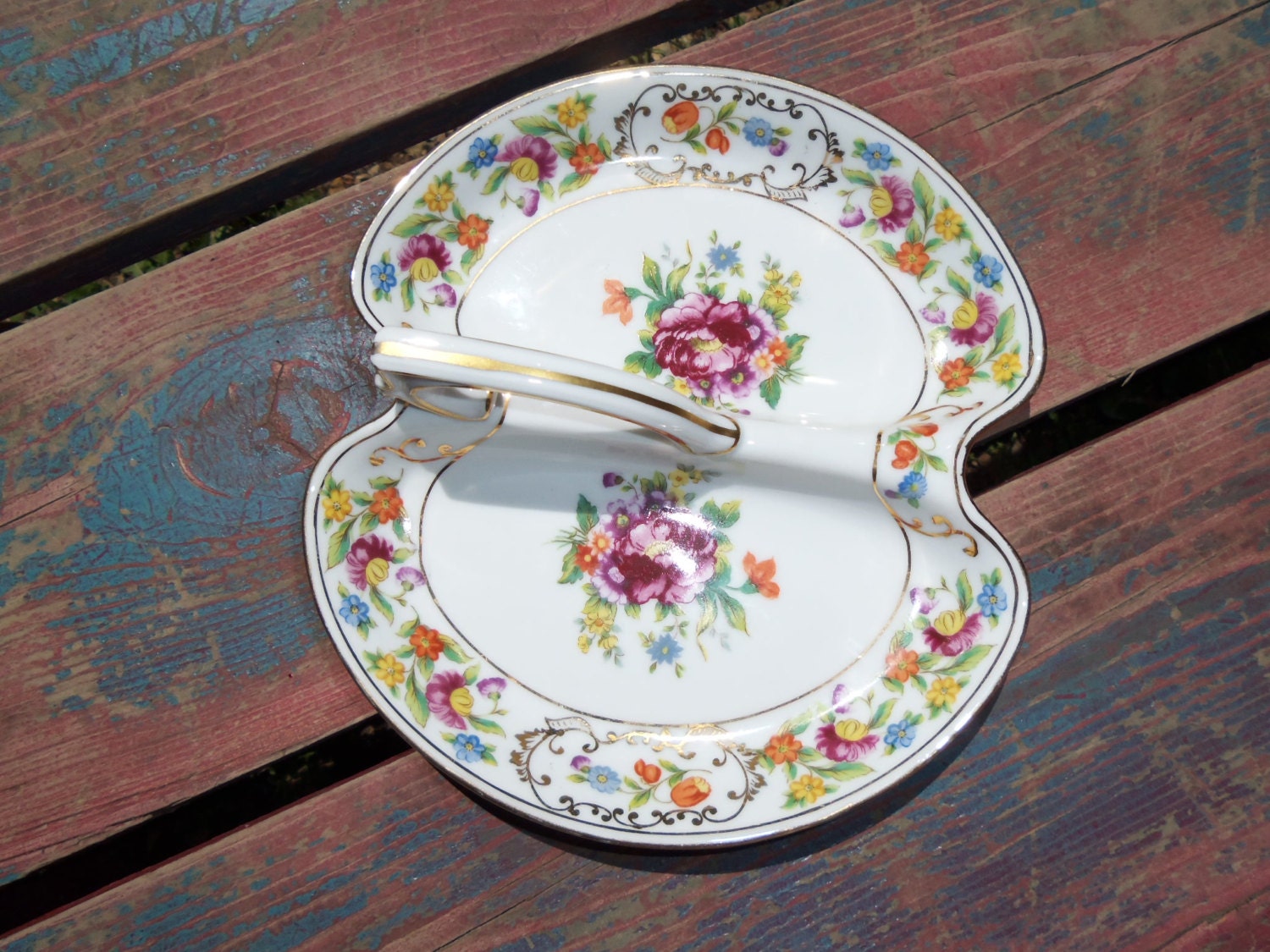 Antique NORITAKE DRESDENA Divided Split Relish Tray Dish w Handle Fine