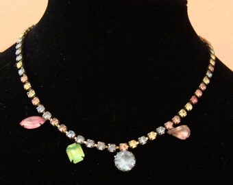 Vintage Frosted pastel rhinestone necklace