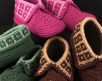 Crochet Slippers Pattern: Family Slippers for men, women and teens, PDF download