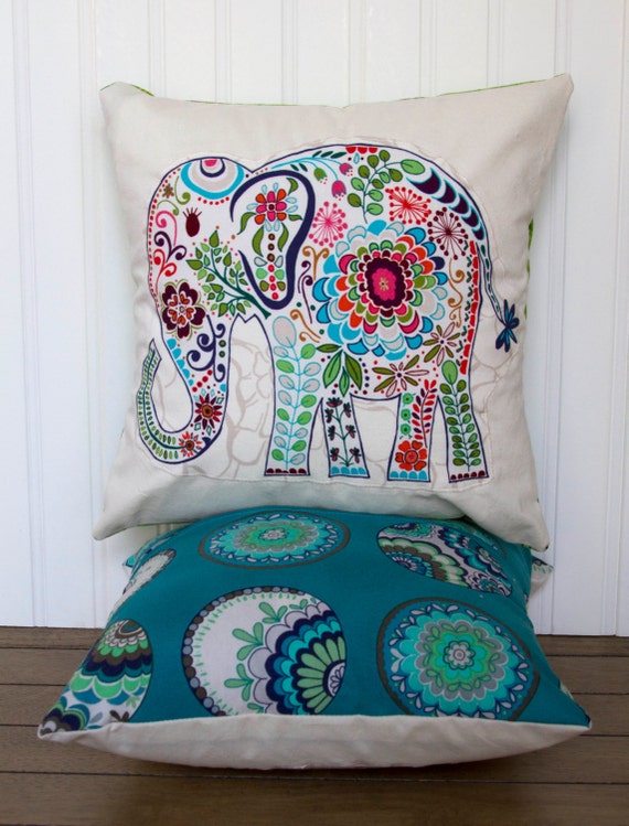 Bohemian Elephant Pillow Cover 12x12 Decorative