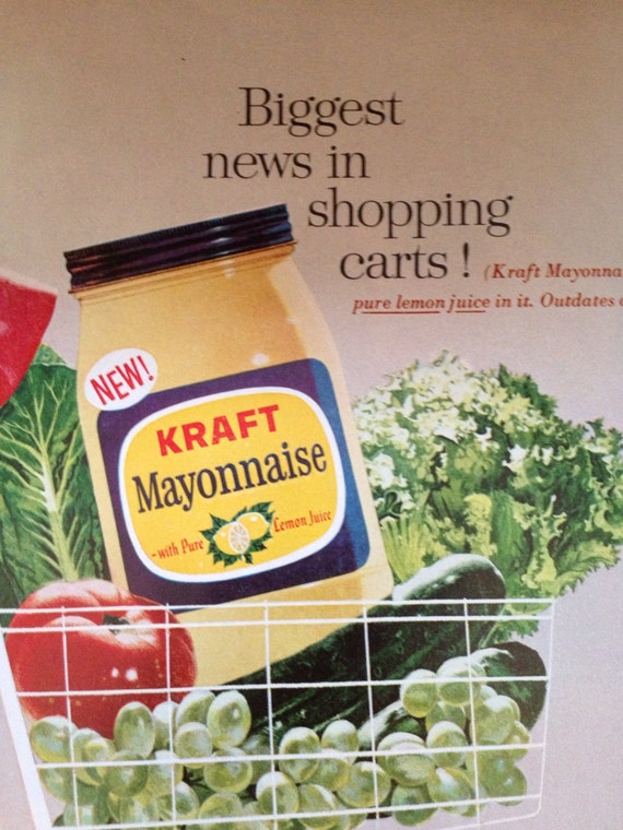 Vintage Kraft Mayonnaise Ad, Paper Ephemera from a 1962 Ladies Home