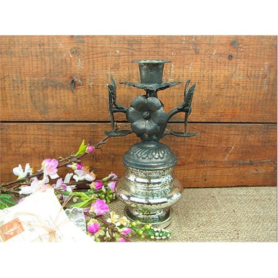 Mercury Glass Candle Holder by NowForSale on Etsy