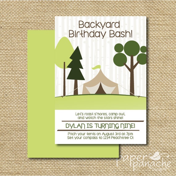 Backyard Camp-Out Birthday Party Invitation by BluejayPaper