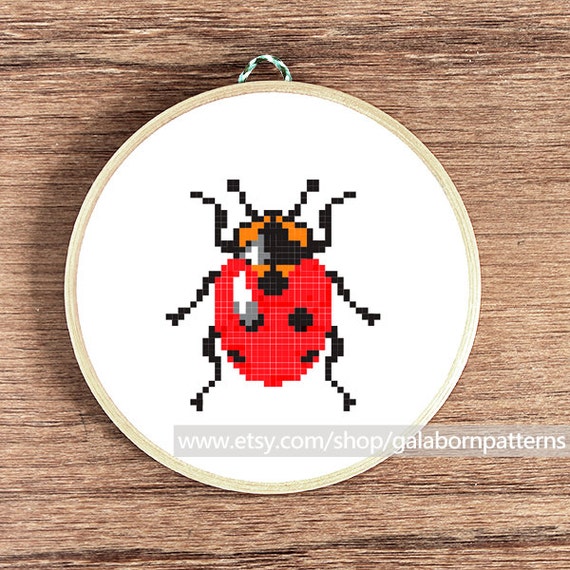 Ladybug PDF counted cross stitch pattern by galabornpatterns