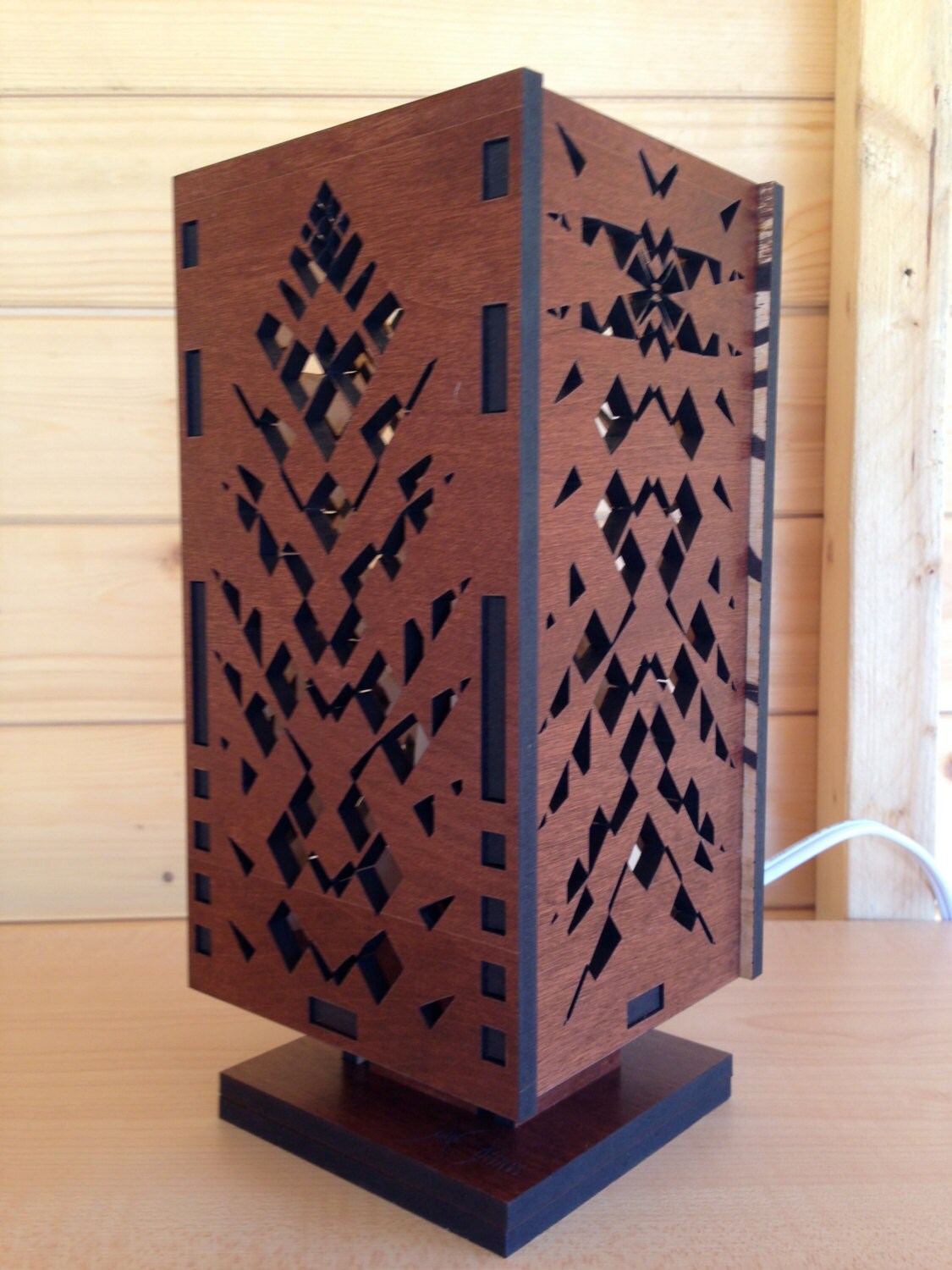 Wood Veneer Laser cut Aloe Lamp