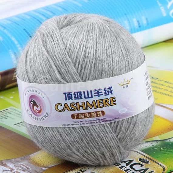 1 Skein Ball Cashmere Knitting Weaving Wool Yarn Light Grey