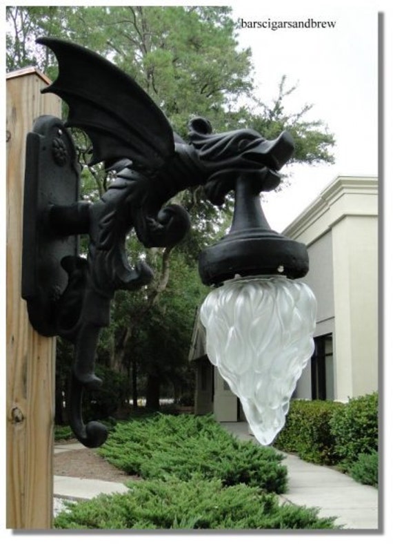 Victorian Replica Gargoyle Outdoor Light Fixture with Wings