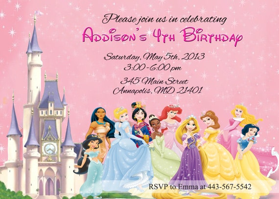 Disney Princess Birthday Party Invitation by PrettyPaperPixels