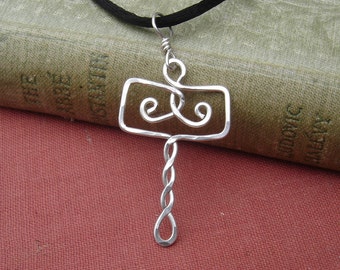 Norse Thor's Hammer Pendant, Mjolnir Celtic Pendant Necklace - Sterling Silver Wire - Celtic Jewelry, Unisex, Men, Women