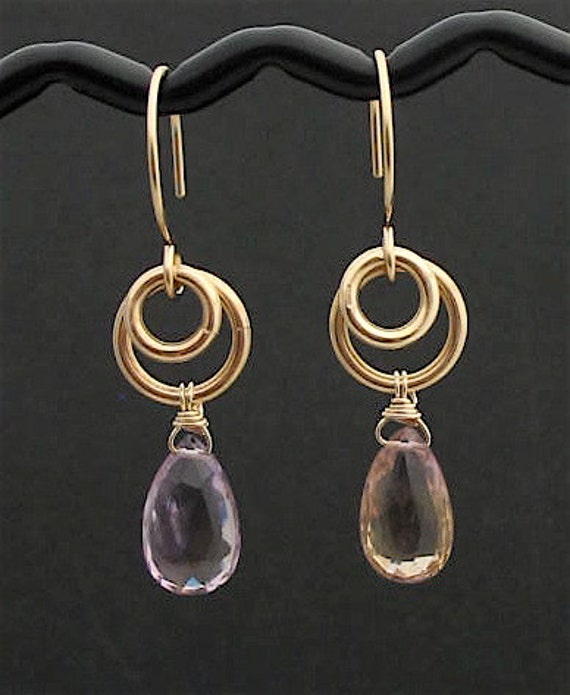 Items similar to Goldfill Wired Ametrine Earrings, Yellow Goldfilled ...