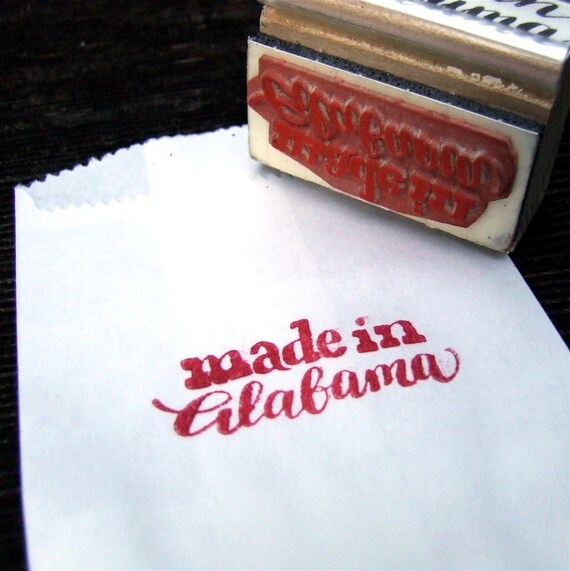 Made in Alabama Rubber Stamp Your State Calligraphy Stamp