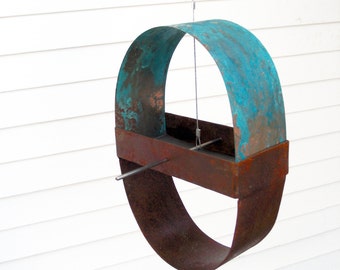 Egg Shaped Hanging Bird Feeder - Charm variation in turquoise Copper