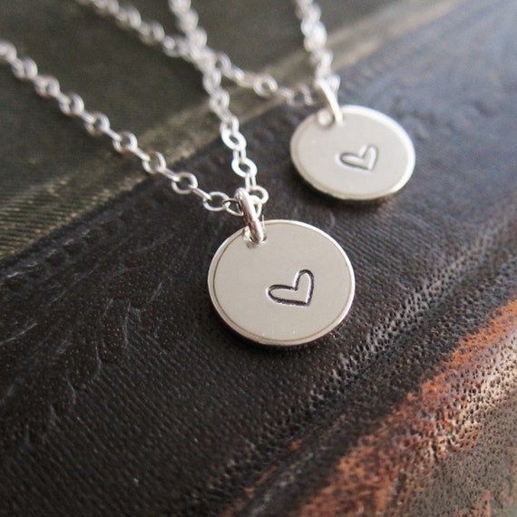 Mother daughter necklace set two heart necklaces by KGarnerDesigns