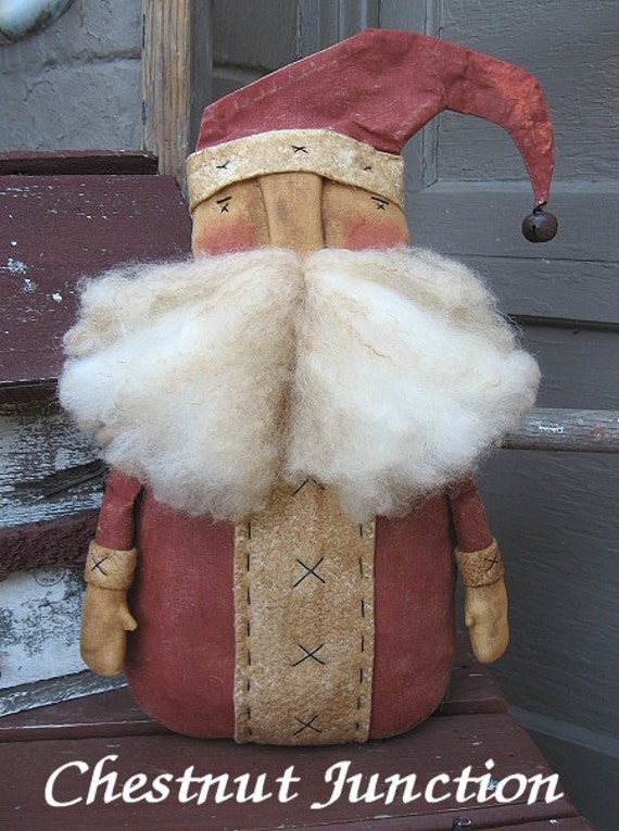 Prim Claus EPATTERN...primitive country christmas santa cloth doll ...