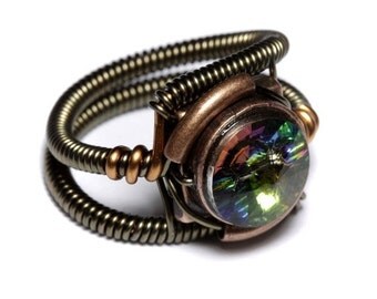 Steampunk Jewelry - Ring - Vitrail Swarovski Crystal