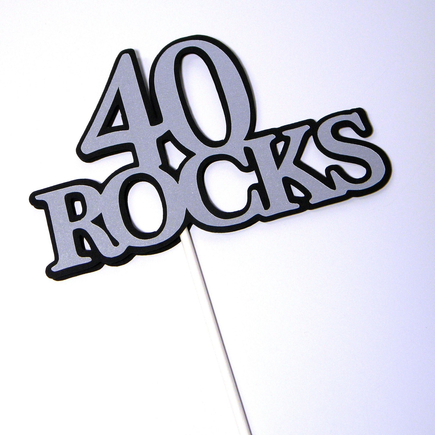 40th Birthday Topper 40 ROCKS Sucker Bouquet Black and