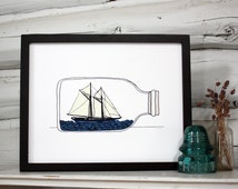 Popular items for ship drawing on Etsy