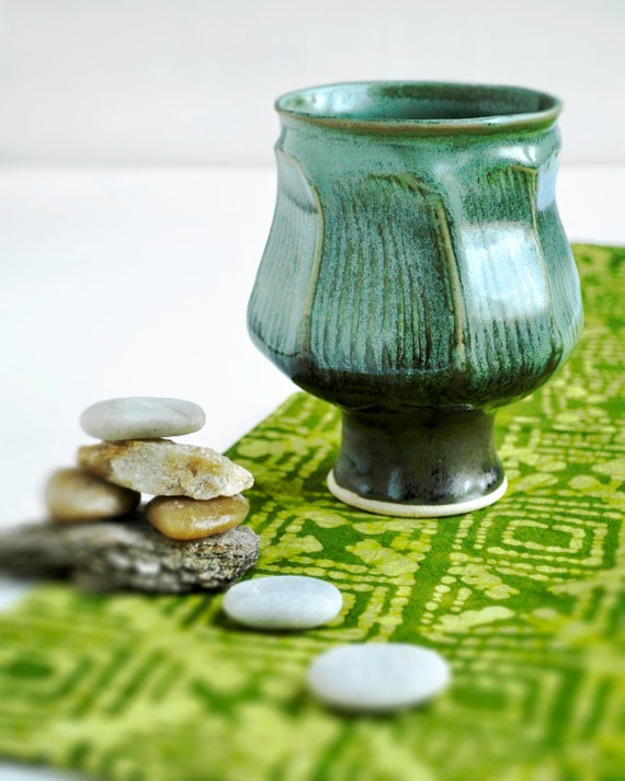 Zen Tea Bowl yunomi geometric faceted ceramic cup Green Tea