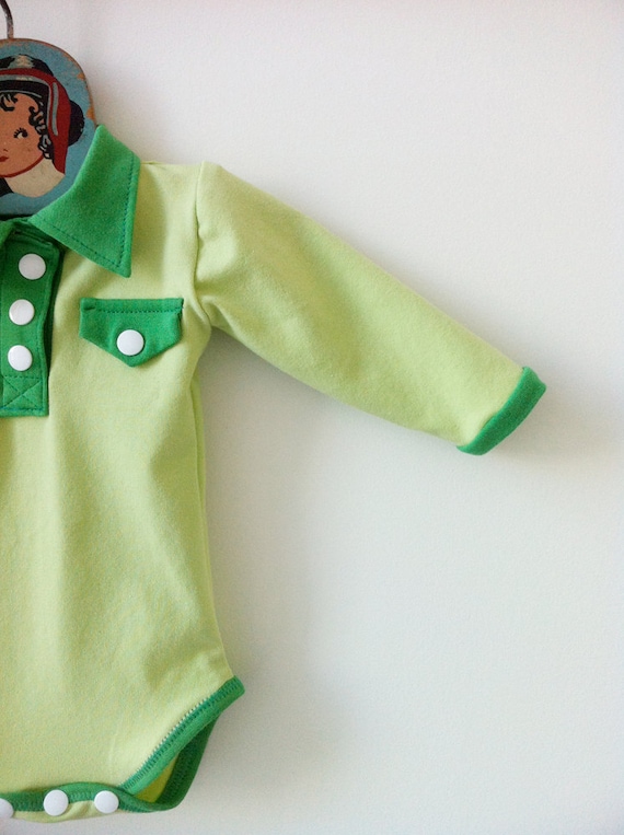 Items similar to Handmade Collared Onesie Green Polo Shirt Baby Boy