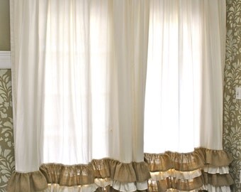 Ruffled Bottom Burlap Curtain Drapes