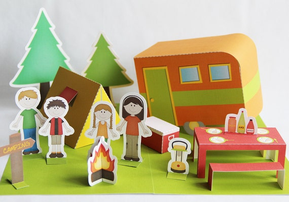 Printable camping set PDF paper craft