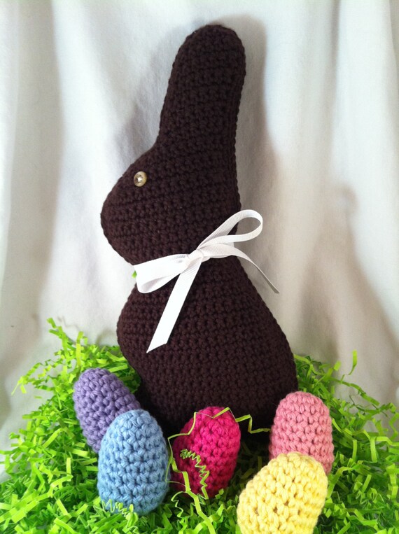 Large Crochet Chocolate Easter Bunny
