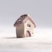 The fairy cottage with a pink roof, ceramic house with mauve colored glaze - lil village no8