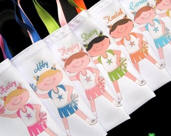 Personalized cheerleaders themed birthday party favors goody bags kid