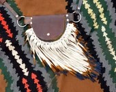 Large pouch belt with leather fringe fanny pack