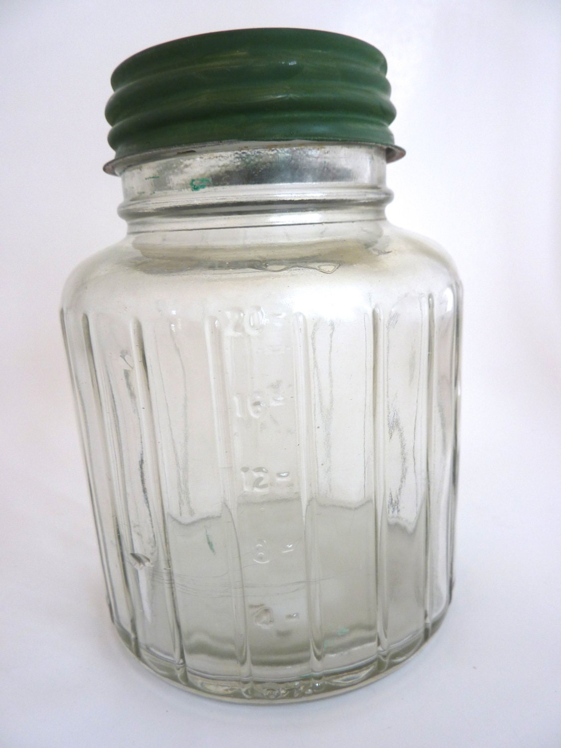 Ribbed Glass Jar 24 oz Vintage Kitchen Storage Jar Ounces