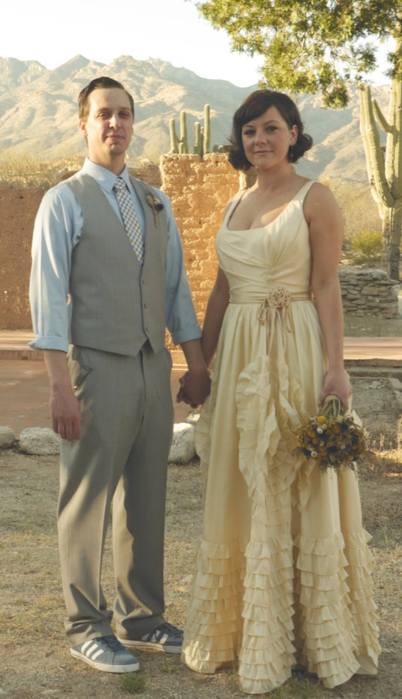 Items similar to Spanish Style Wedding Dress with Straps ...