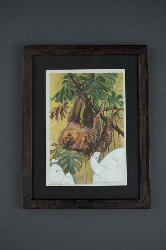 Faultier Illustration gemalt auf einem Vintage Print