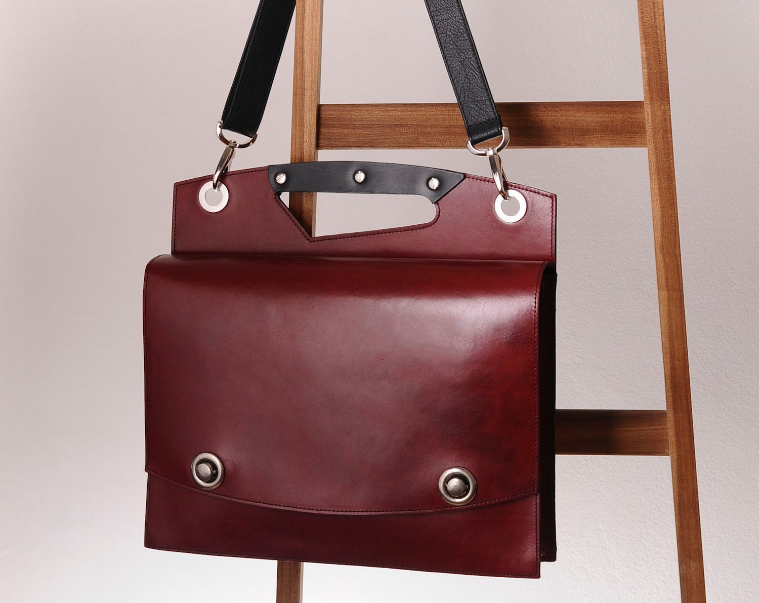 burgundy leather briefcase