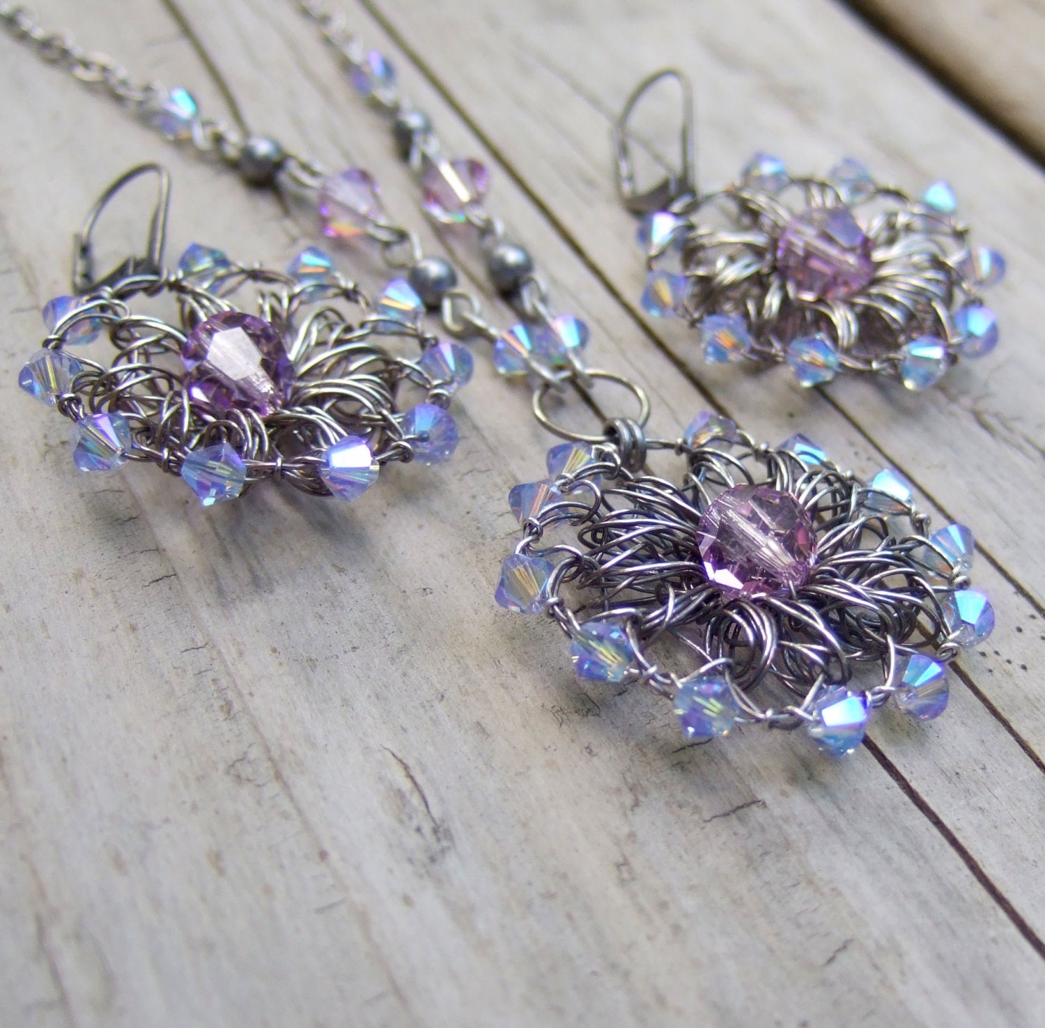 Light Purple Jewelry Set Swarovski Crystal by ColorwayJewelry