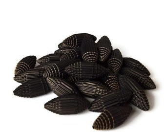 Black Paper Beads made of corrugated cardboard - unfinished