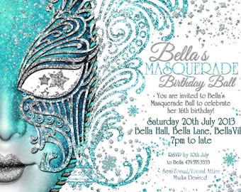 Masquerade Invitation, Mardi Gras Party, Party Invitations, Masquerade Party