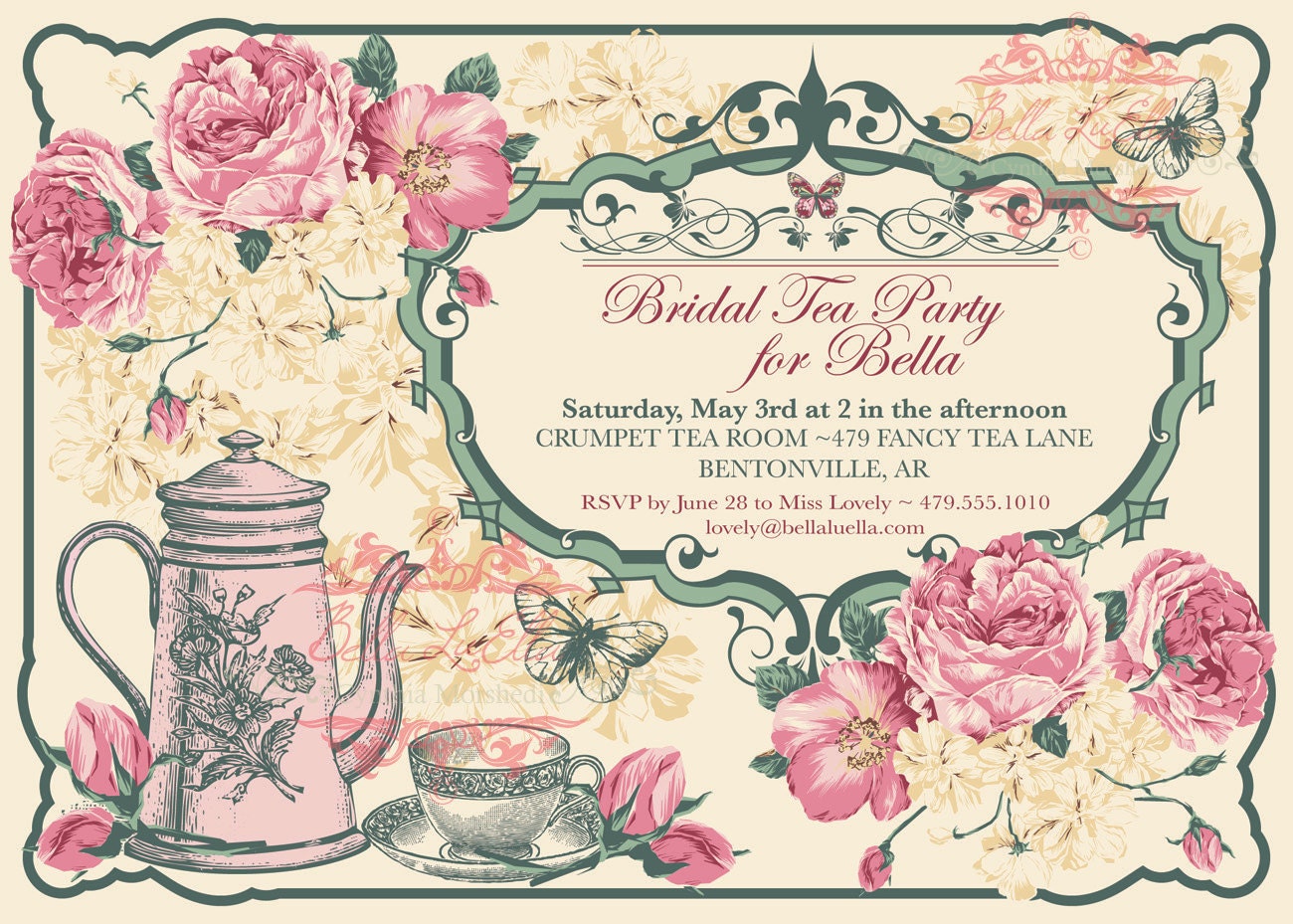 Tea Party Invitation Bridal Tea Party Garden Tea Party