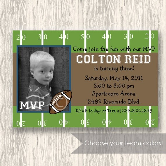 Football Invitation, Birthday Party Invitation, Baby Shower Invitation, Printable Digital Invite - CHOOSE Your Team Colors Il_570xn