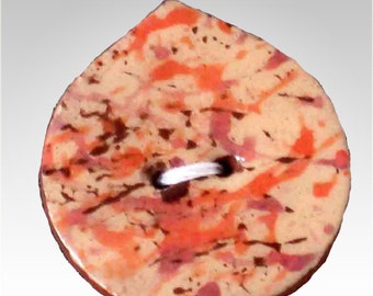 Handmade ceramic buttons - rose petal handpainted pottery button C21