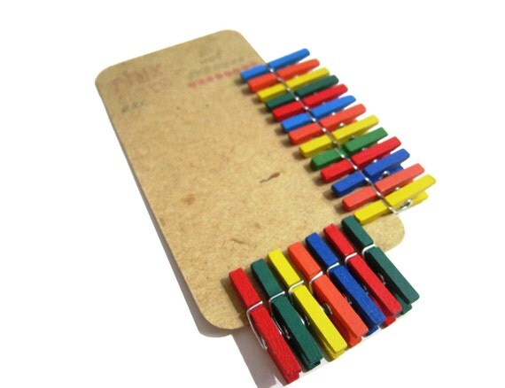 20 Mini Clothespins Mix Colors . 20 pcs . Mini 1 inch . Wooden Pegs Il_570xn