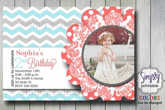 Chevron Girls Birthday Invitation Il_570xn