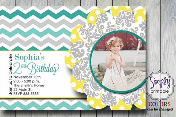 Chevron Girls Birthday Invitation Il_570xn