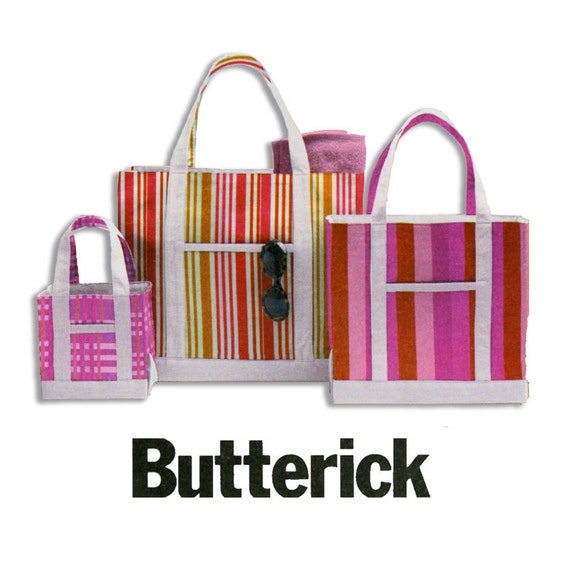 Canvas Tote Bags Pattern UNCUT Butterick B5622 Market Bags Bucket Bags ...
