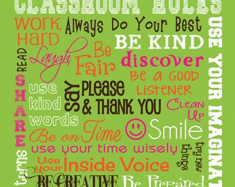 CLASSROOM RULES SIGN Personalized Teacher Gift Canvas Word