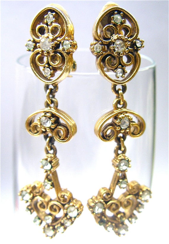 Vintage Gold Chandelier Earrings Yosca Earrings Lace Gold