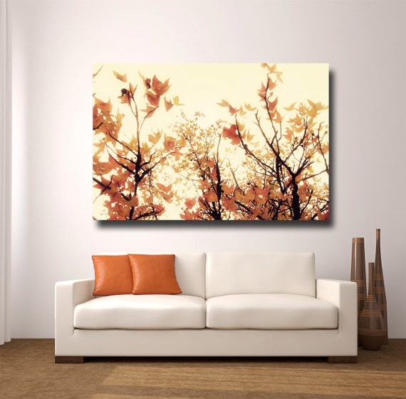 Items similar to Large Orange  Wall  Art  Canvas Gallery 