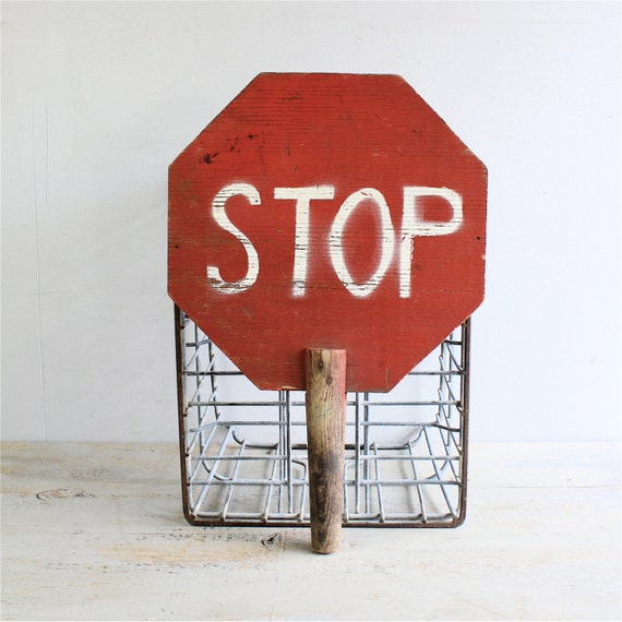 Vintage Wooden Stop Sign by lovintagefinds on Etsy