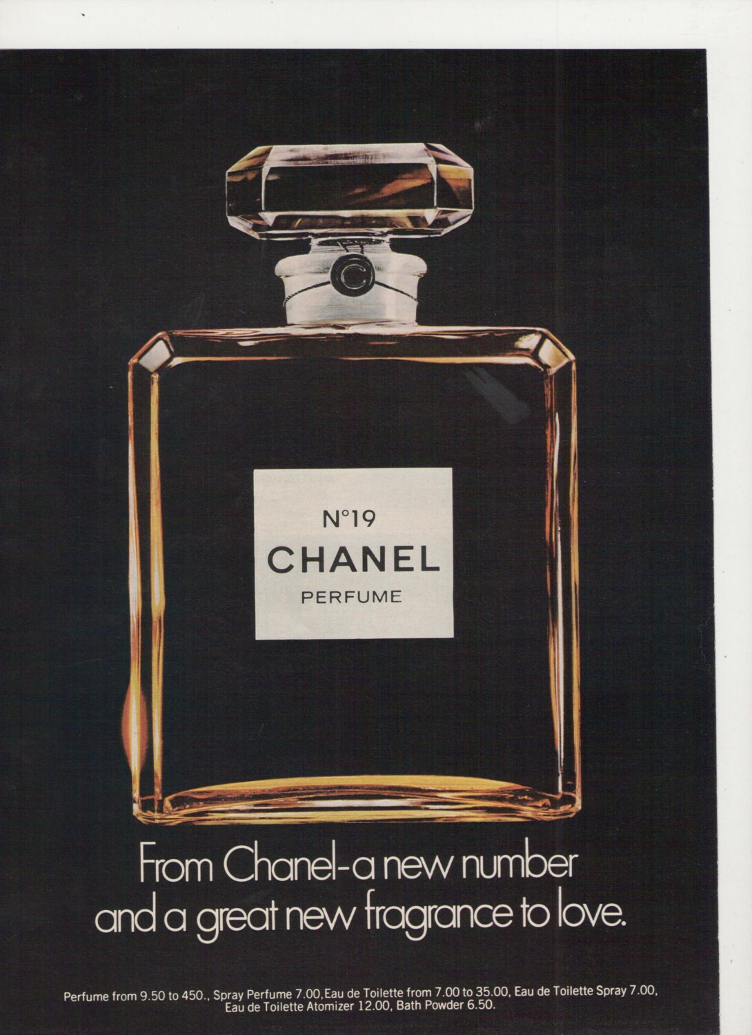 1973 Chanel No 19 Perfume Advertisement